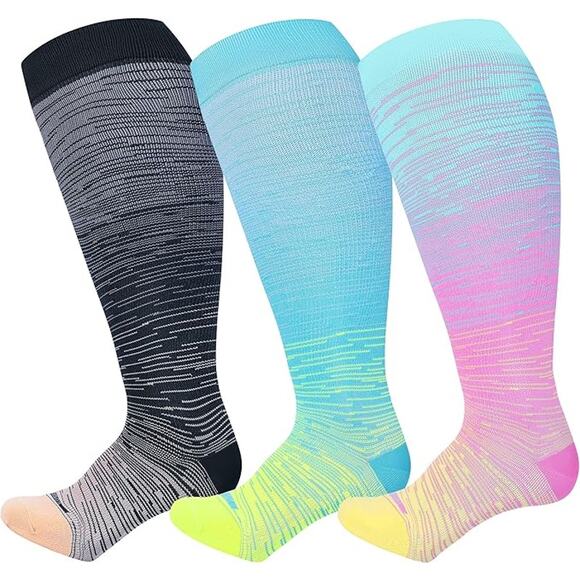 New Levsox Womens Plus Size XL Wide Calf Compression Knee High Support Socks - Picture 1 of 4